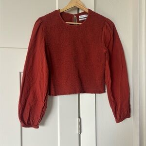 Urban Outfitters Rust Orange/Red Long Sleeve Crop Blouse